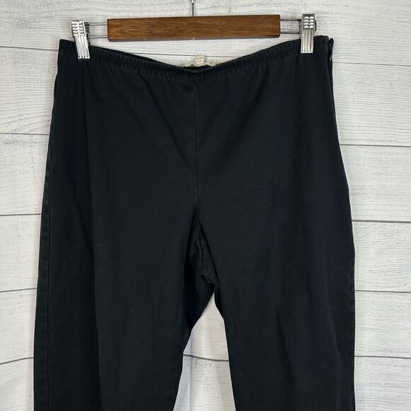 Eileen Fisher Womens size Medium Cropped Pants Side Zip Elastic Waist Black - Picture 3 of 8